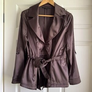 White House Black Market No Size Listed Satin Belted Brown Jacket